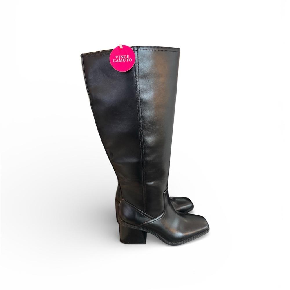 Brand New Vince Camuto Elegant Black Leather Heeled Boots
